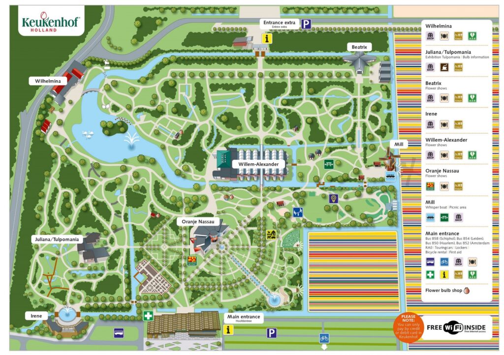 Overview Map of Keukenhof Gardens in the Netherlands.