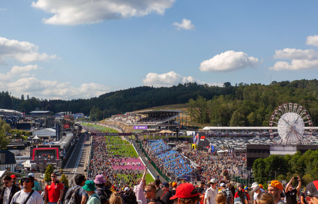 Everyone storming the track after the Belgian Grand Prix.