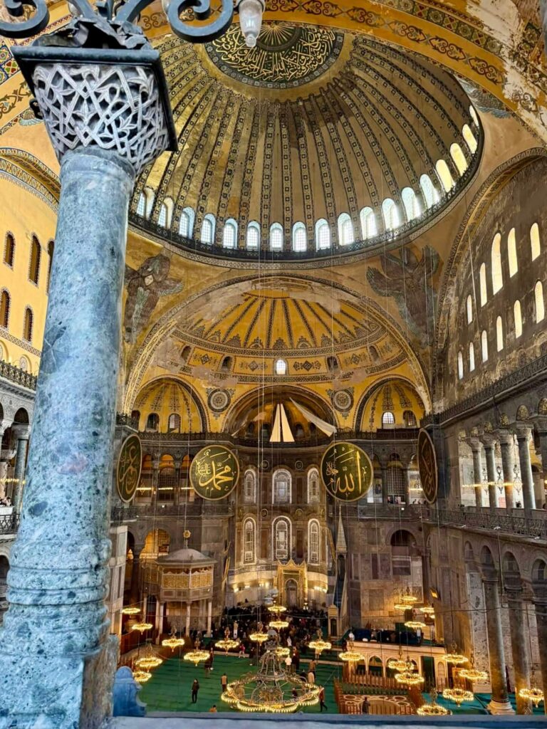 Hagia Sophia mosque view of the inside in Istanbul, Turkey